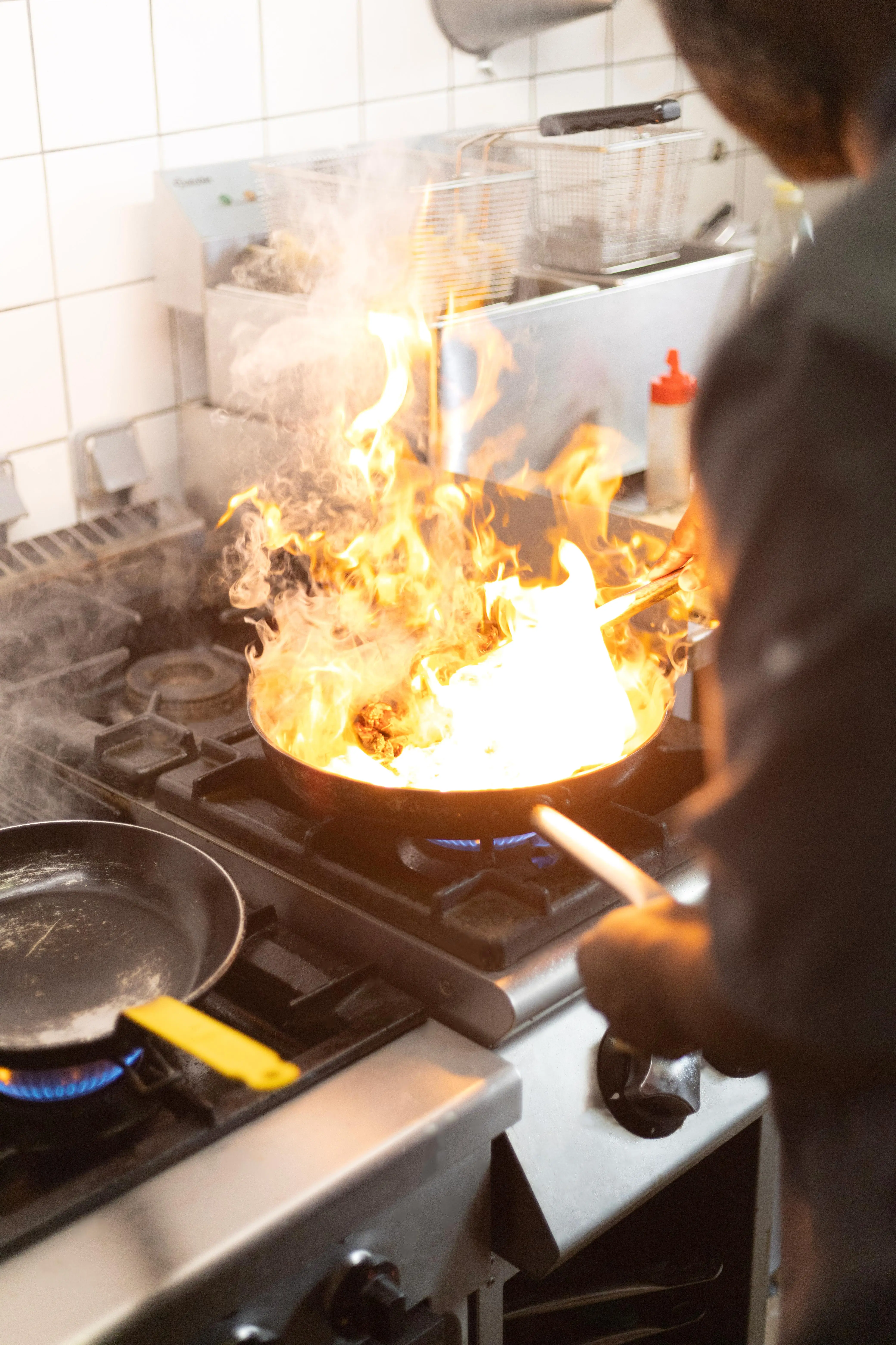 Onglet de bœuf flambé au cognac sur le grill